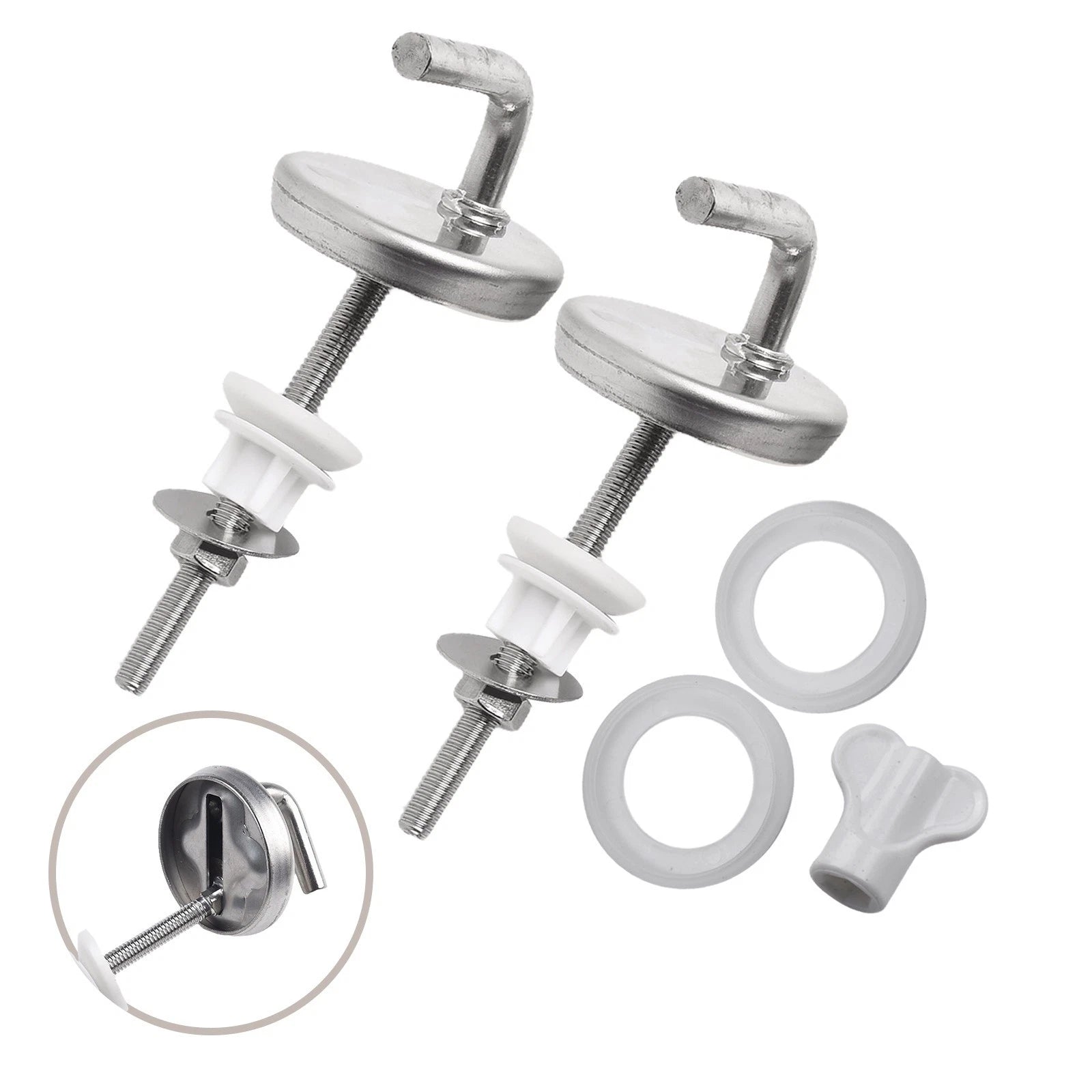 2X Rust Proof Stainless Steel Toilet Seat Hinge with Mounting Accessory