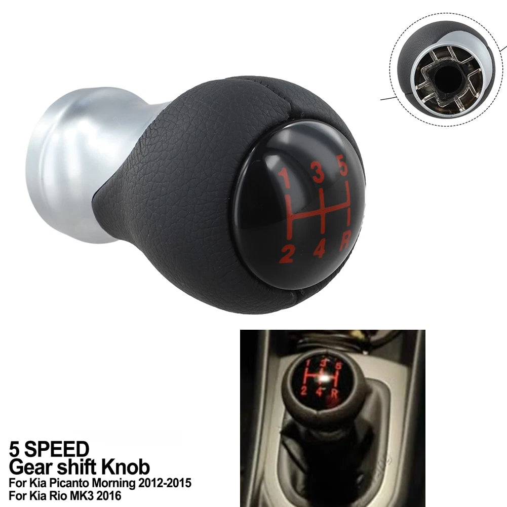 Leather Red Letter Shift Knob for Kia Picanto Morning (2012–2015)