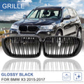 Front Hood Grill Kidney Grille Double Slat Replacement for BMW X3 (2015–2017)
