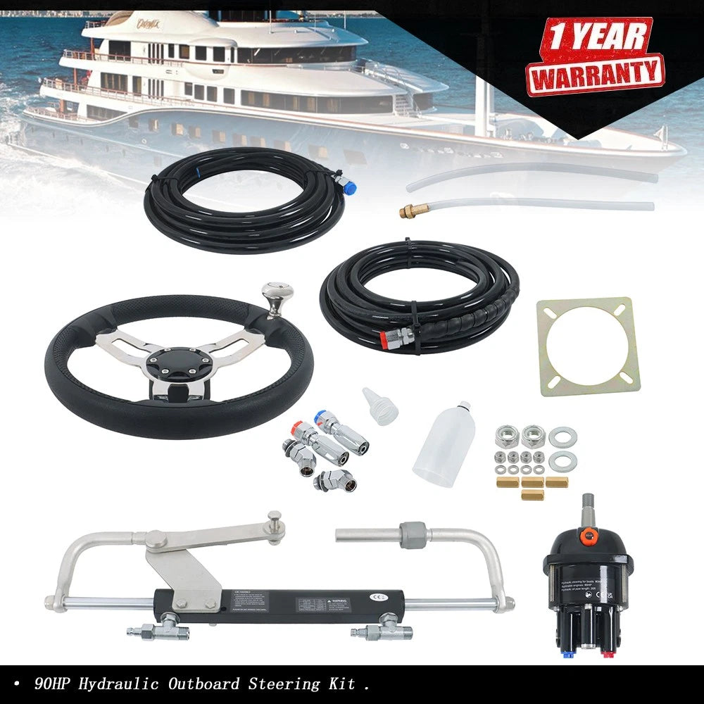Hydraulic Outboard Steering System Kit for Boats (90HP)