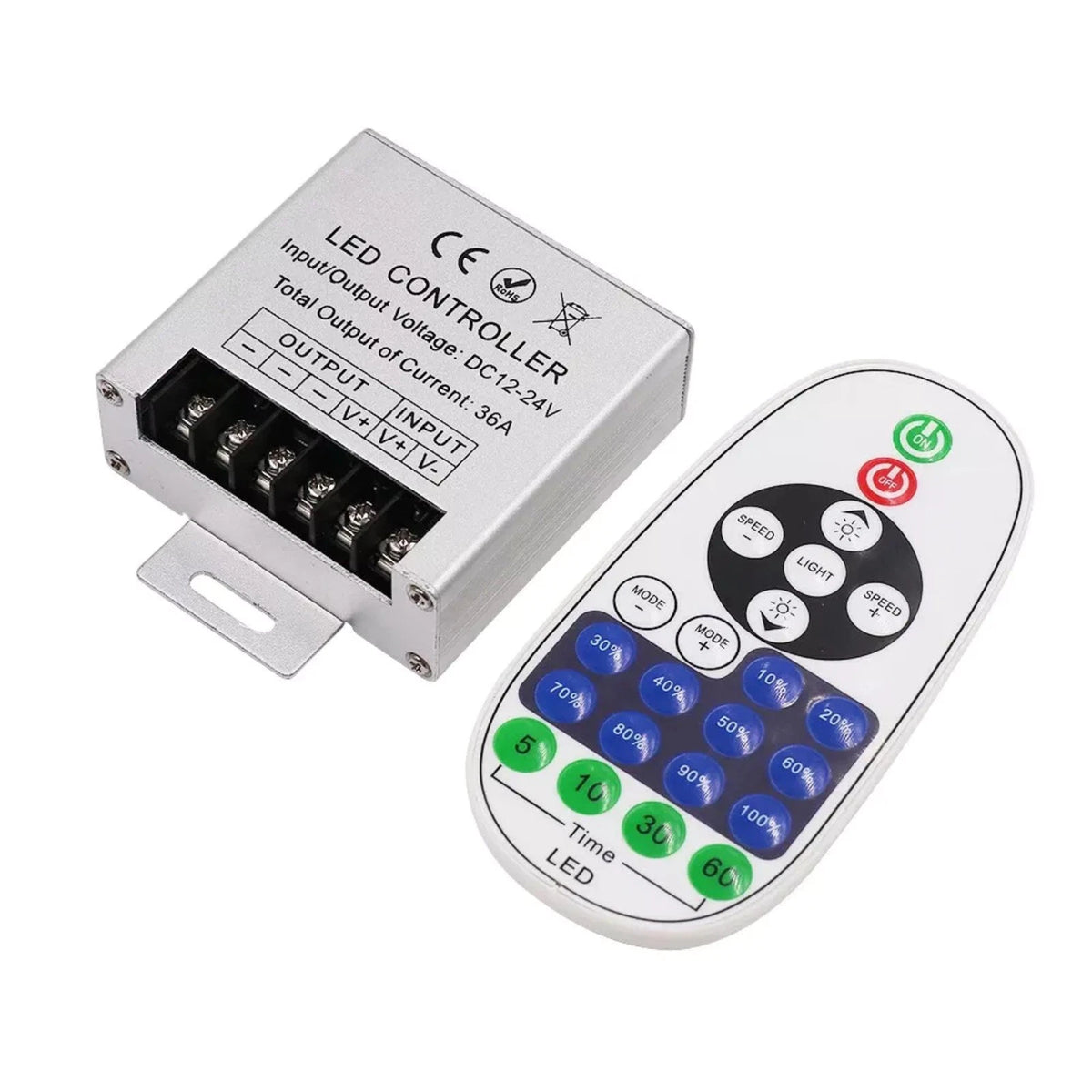 Wireless LED Dimmer Controller 36A 360W 24V DC 12V IR 23 Keys