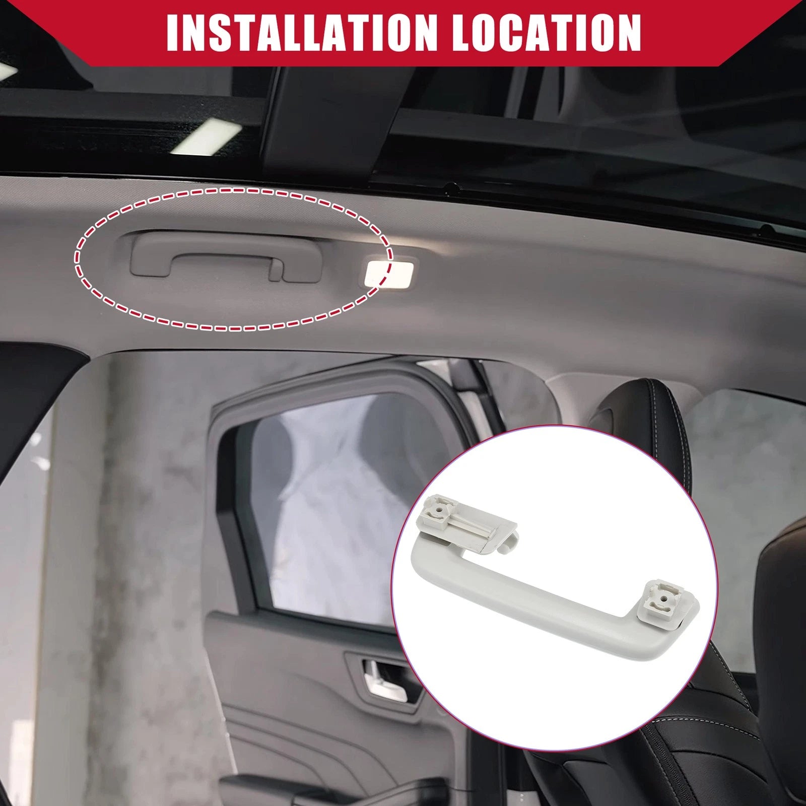 Rear Roof Handle Replacement for Ford Escape (2012–2019) Gray Plastic