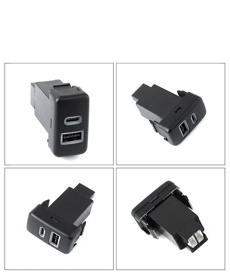 2 Port Dual USB-C PD USB-A QC3.0 Car Charger for Toyota FJ Cruiser Tacoma (2007–2021)