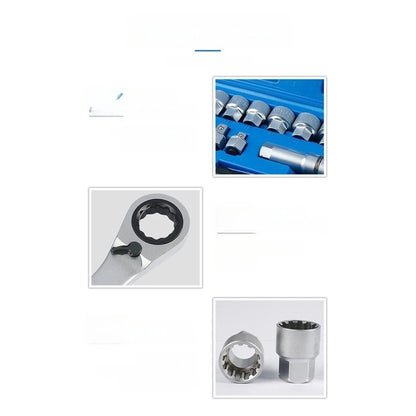 17pc 12-Point Pass-Through Socket Wrench Set for CRV-Compatible Applications