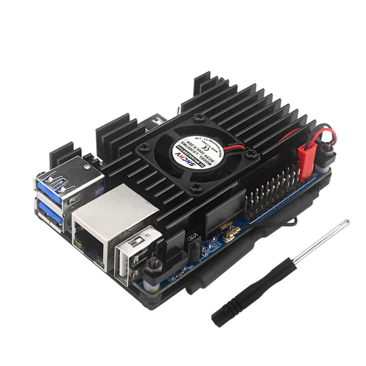 R Aluminum Case with Active Passive Cooling Fan for Orange Pi 3 LTS (2018–2023)