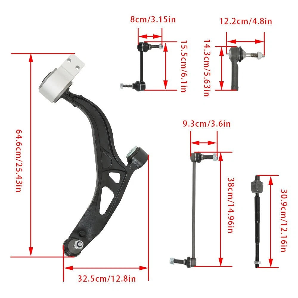 12pcs Front Lower Control Arm Ball Joint Tie Rod End for Ford Explorer (2011–2017)