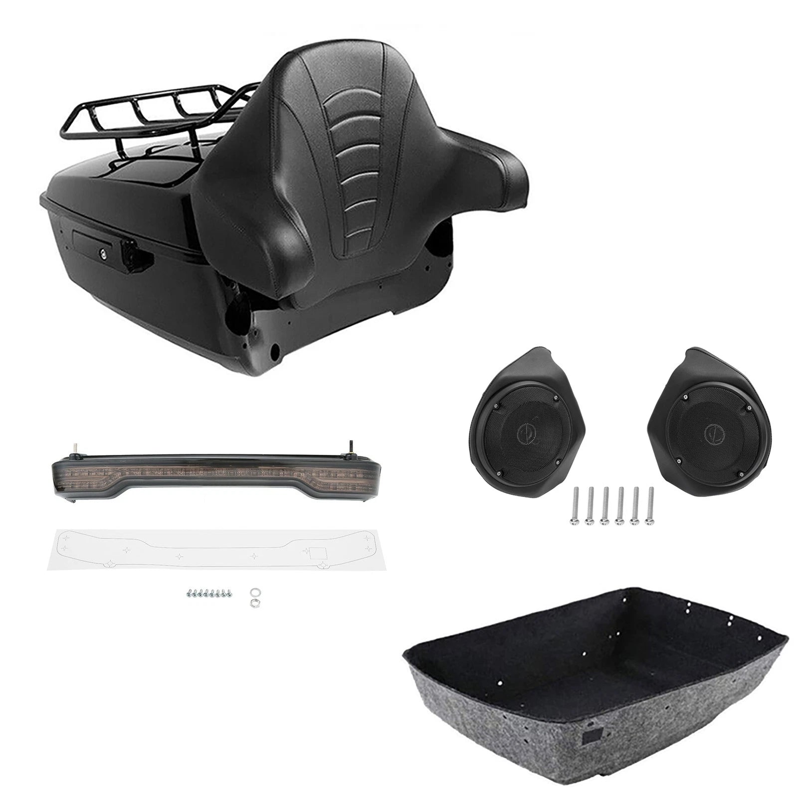 Trunk Wrap Around Backrest Rack Light Speakers for Harley Touring (2014–2026)