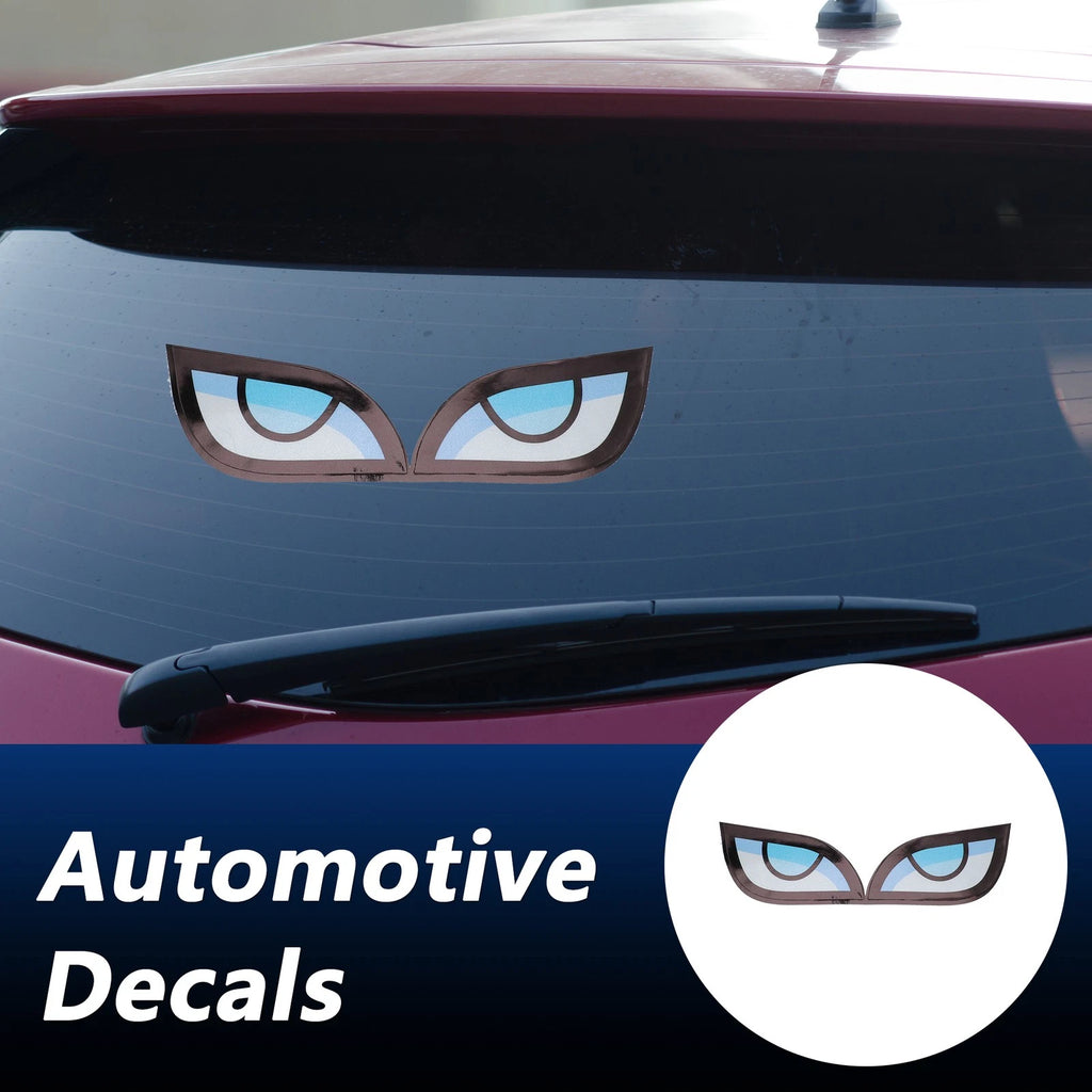 Reflective Bumper Decal for Car (White, Black Square Eye)