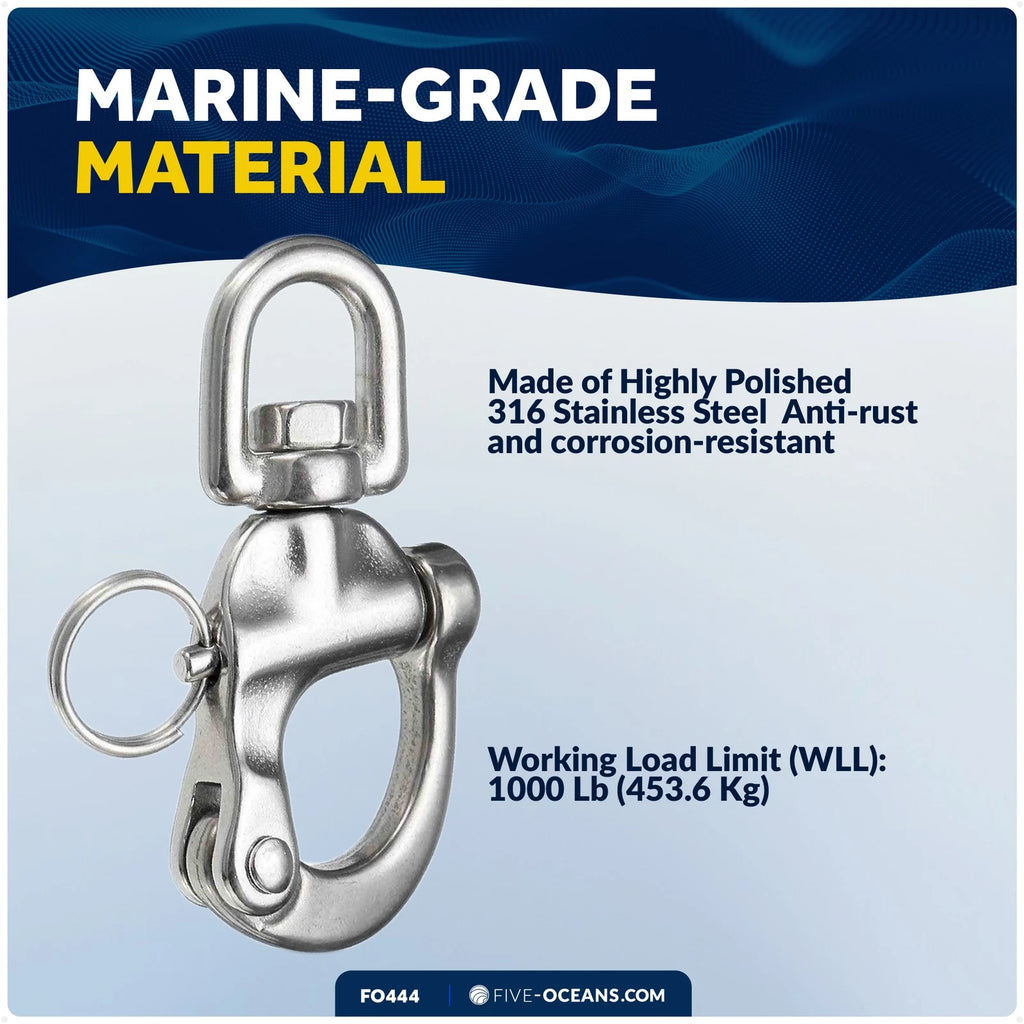 3.5" Swivel Eye Snap Shackle Quick Release for Sailing Boat