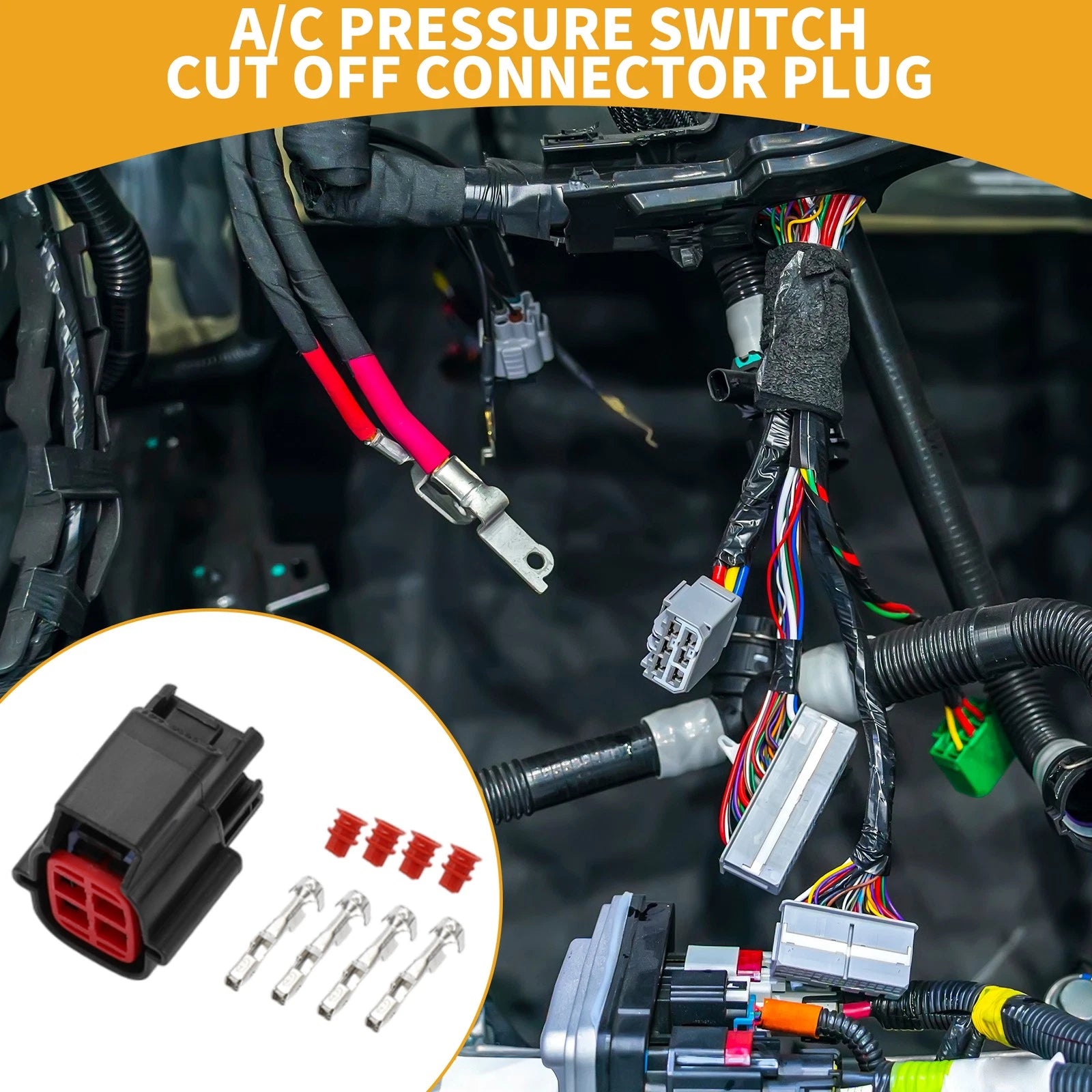 A/C Pressure Switch Connector Plug 4 Pin Replacement for Ford (2011–2019)