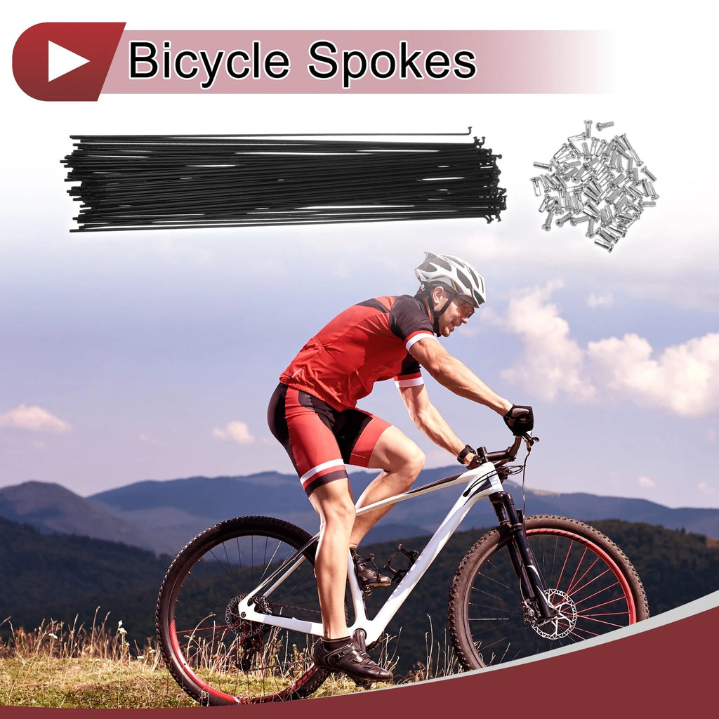 Bicycle Wheel Spoke Replacement Set 300mm Carbon Steel Black for 14G (72)