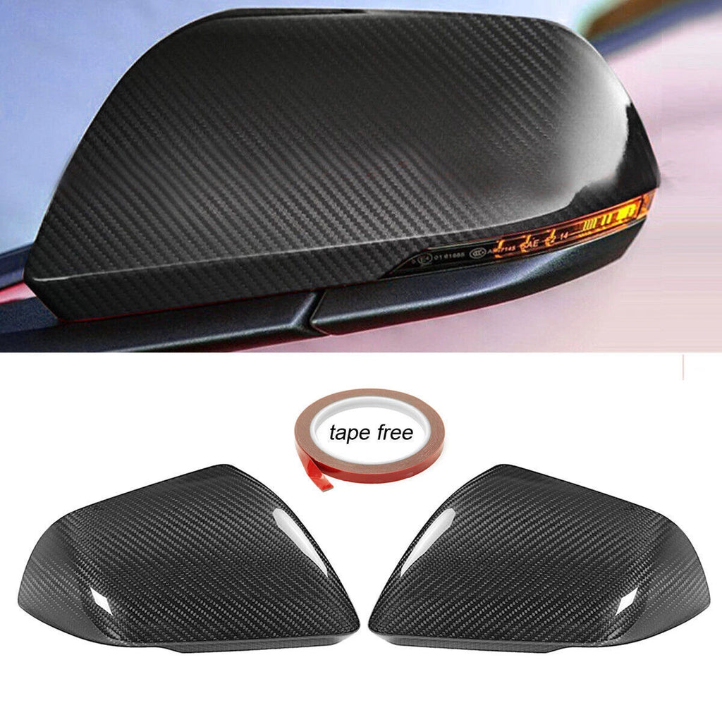 Real Carbon Fiber Side Mirror Cover Cap for Ford Mustang (2015–2022) with LED Signal