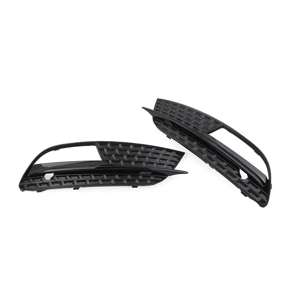 2PCS Fit Audi A5 2012-2016 Black ASA Plastic Front Bumper Fog Light Grille Cover