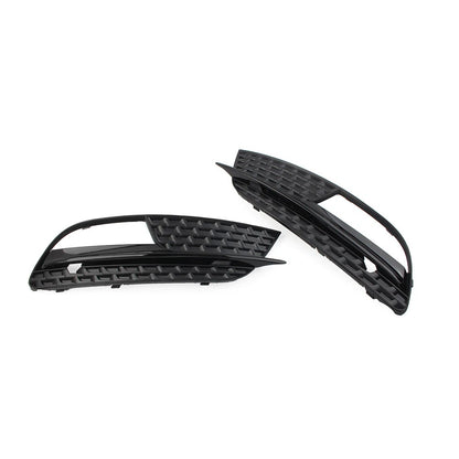 2PCS Fit Audi A5 2012-2016 Black ASA Plastic Front Bumper Fog Light Grille Cover