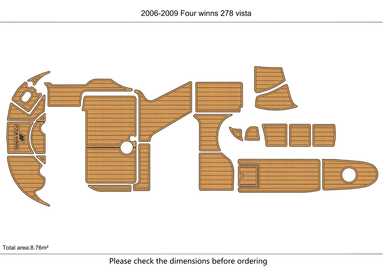 EVA Foam Teak Deck Flooring Mat for Four Winns 278 Vista (2008)