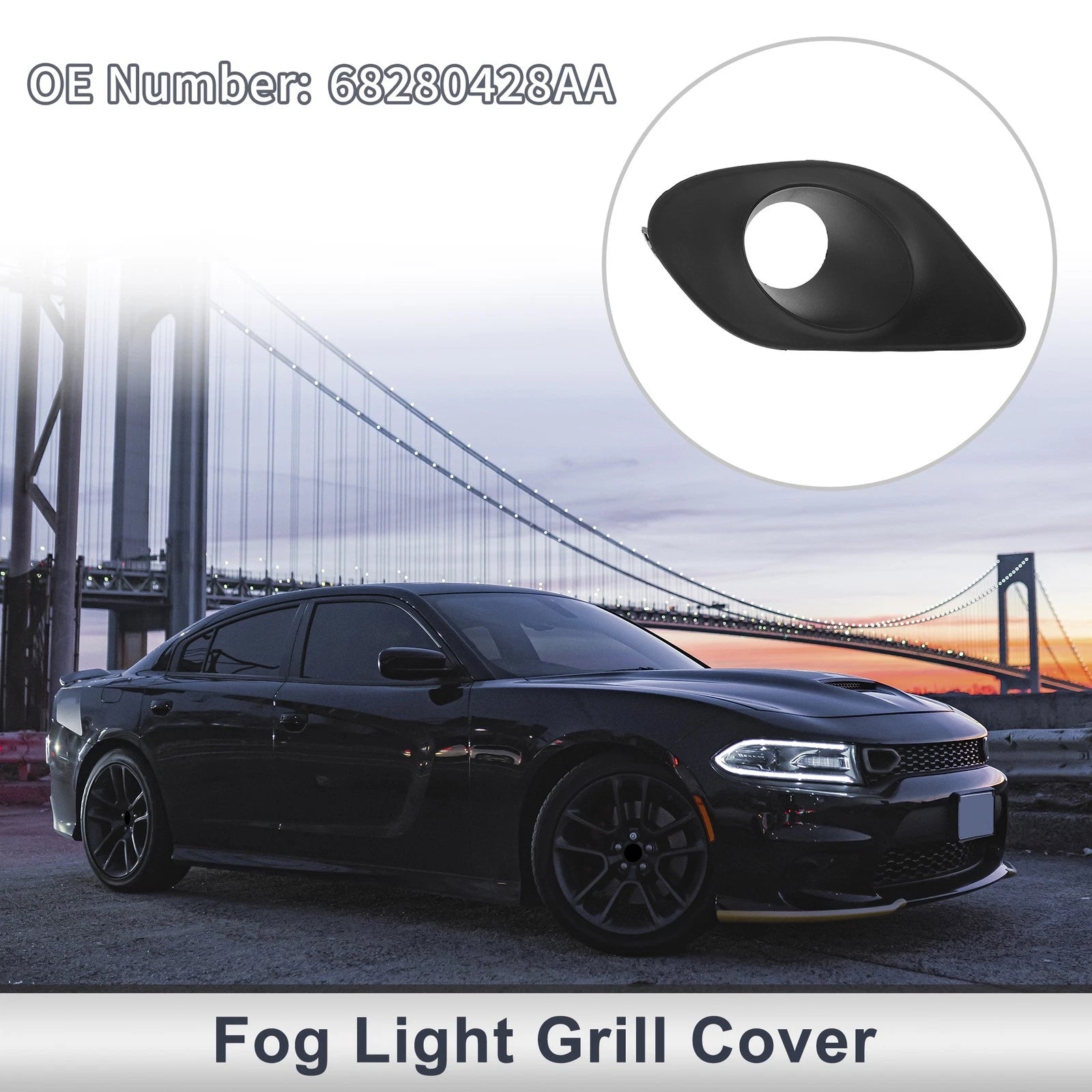 1 Pc Front Right Fog Light Grill Replacement for Dodge Charger (2015–2020)
