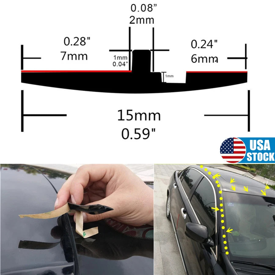3M Rubber Roof Edge Windscreen Sunroof Gutter Seal for Universal Vehicles