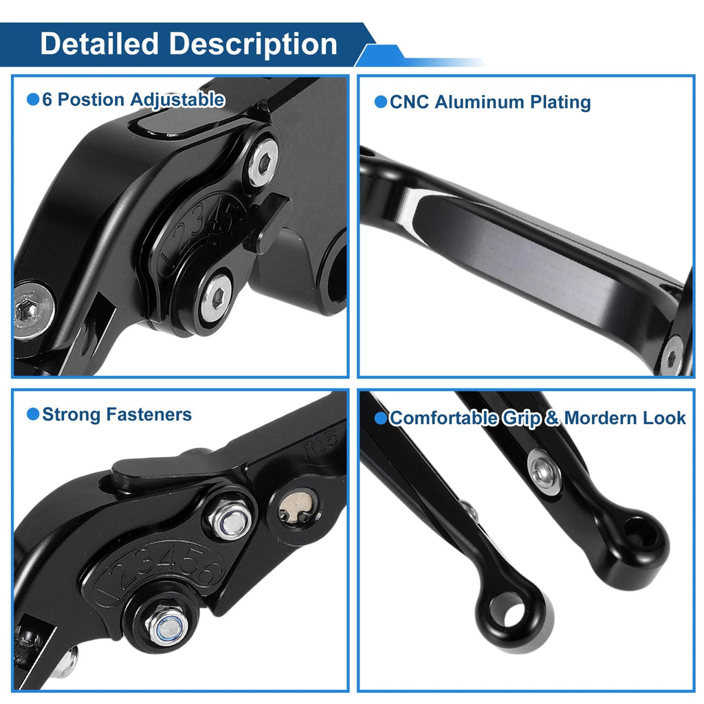 Adjustable Brake Clutch Levers for Yamaha YZF R1 (2015–2022) Solid Black