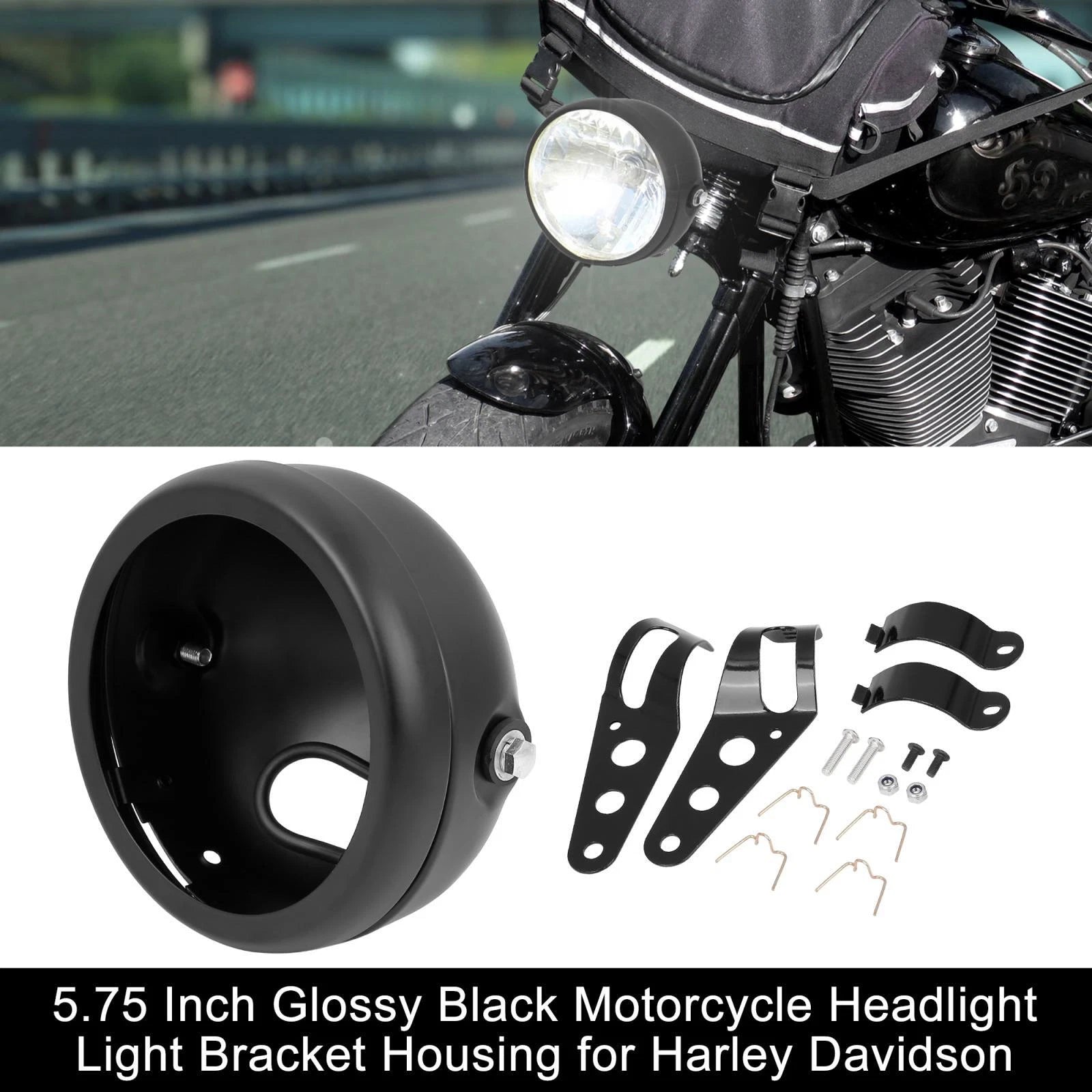 5.75" Black Motorcycle Headlight Bracket for Harley Davidson