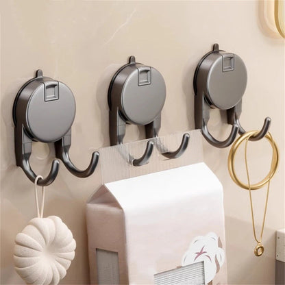Double Hook with Easy Install Suction Cup for Kitchen and Bathroom Walls