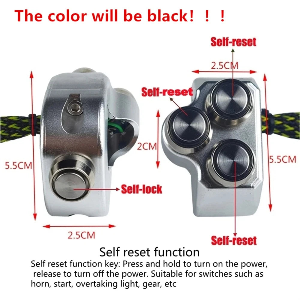 22mm Universal Motorcycle Handlebar Switch with 4 Functions