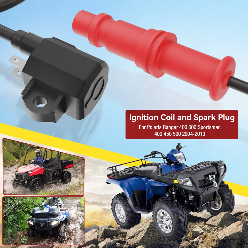 Ignition Coil & Spark Plug for Polaris Ranger 400 500 (2006–2010)