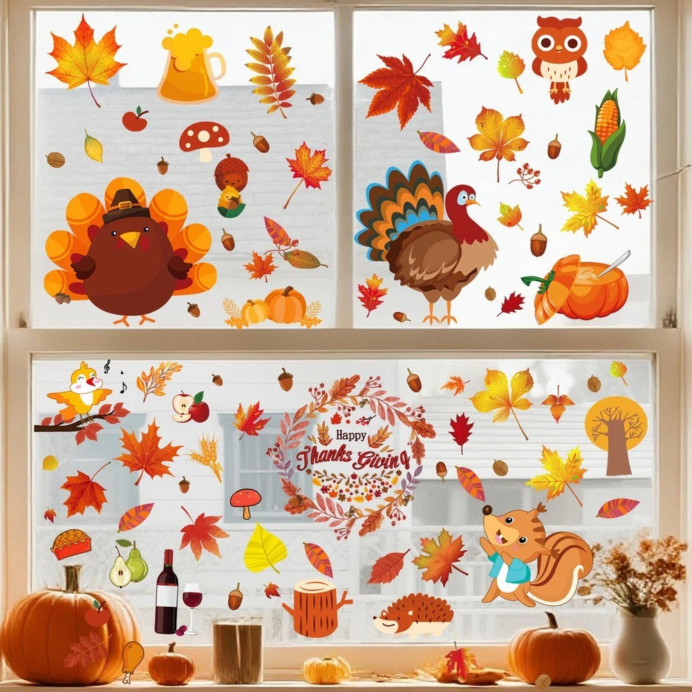 68 Pieces Waterproof PVC Autumn Maple Leaf Window Stickers