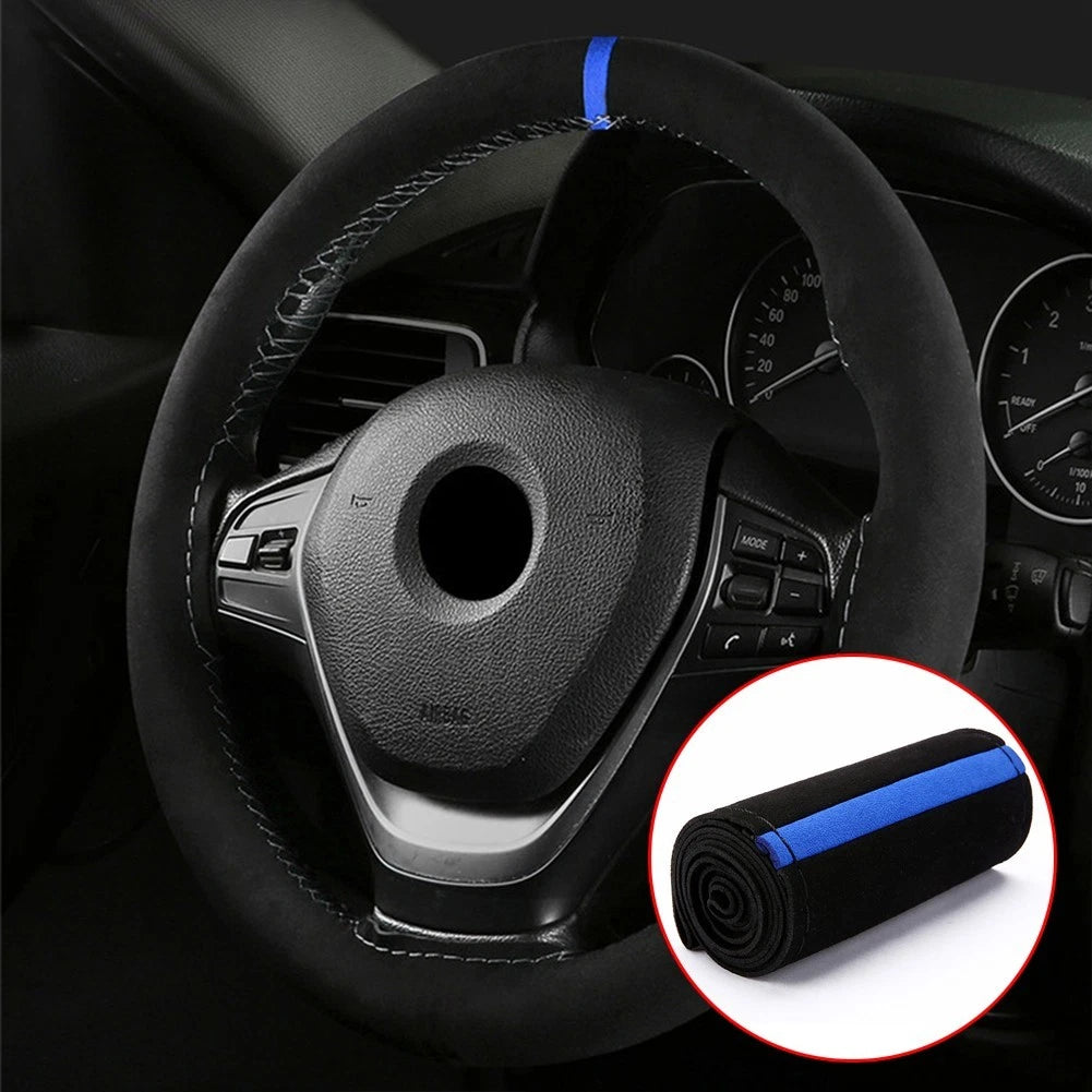 Steering Wheel Cover for Universal Fit (38cm, Black/Blue, Antislip)