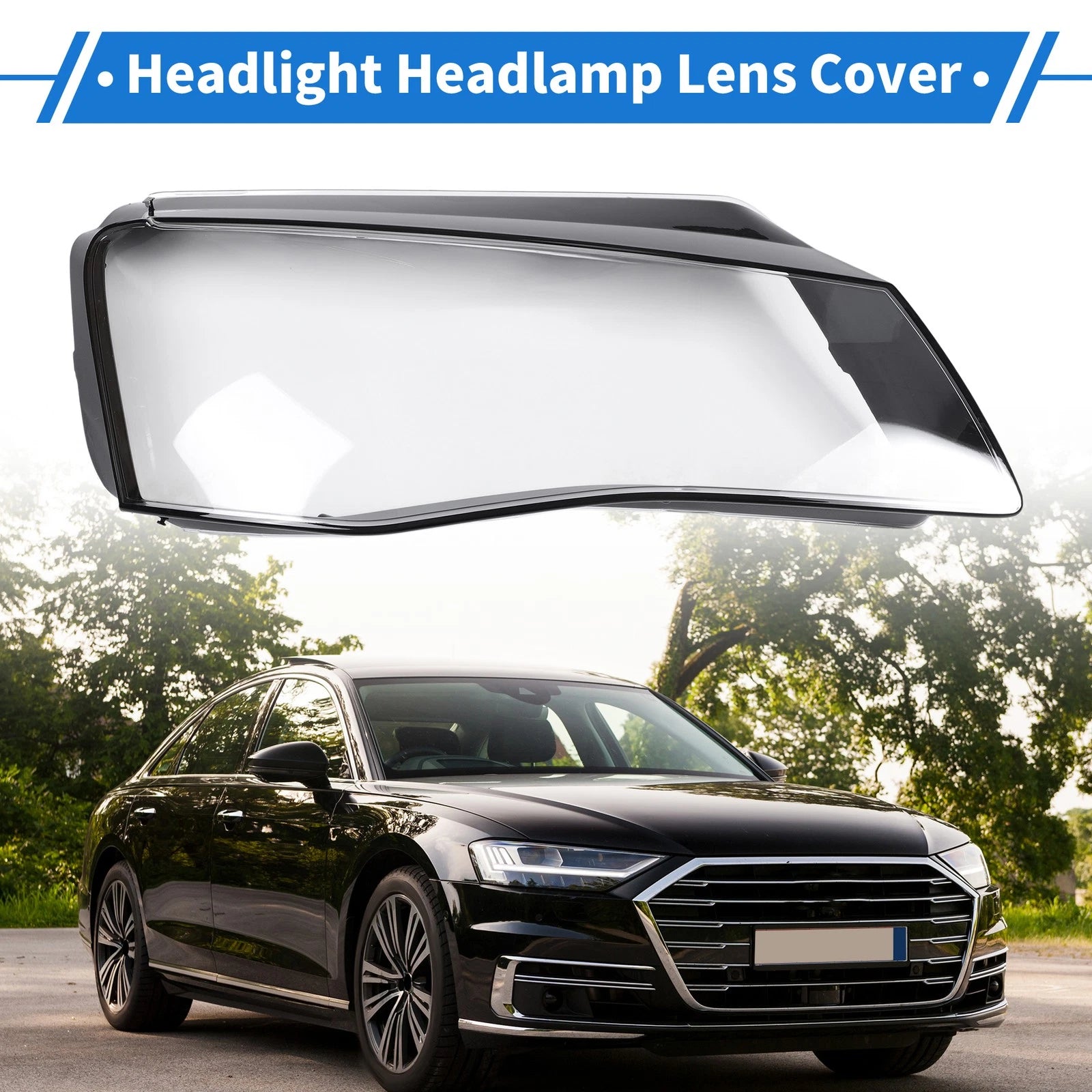 1 Pc Headlight Lens Cover for Audi A8 (2010–2013) Black, Clear