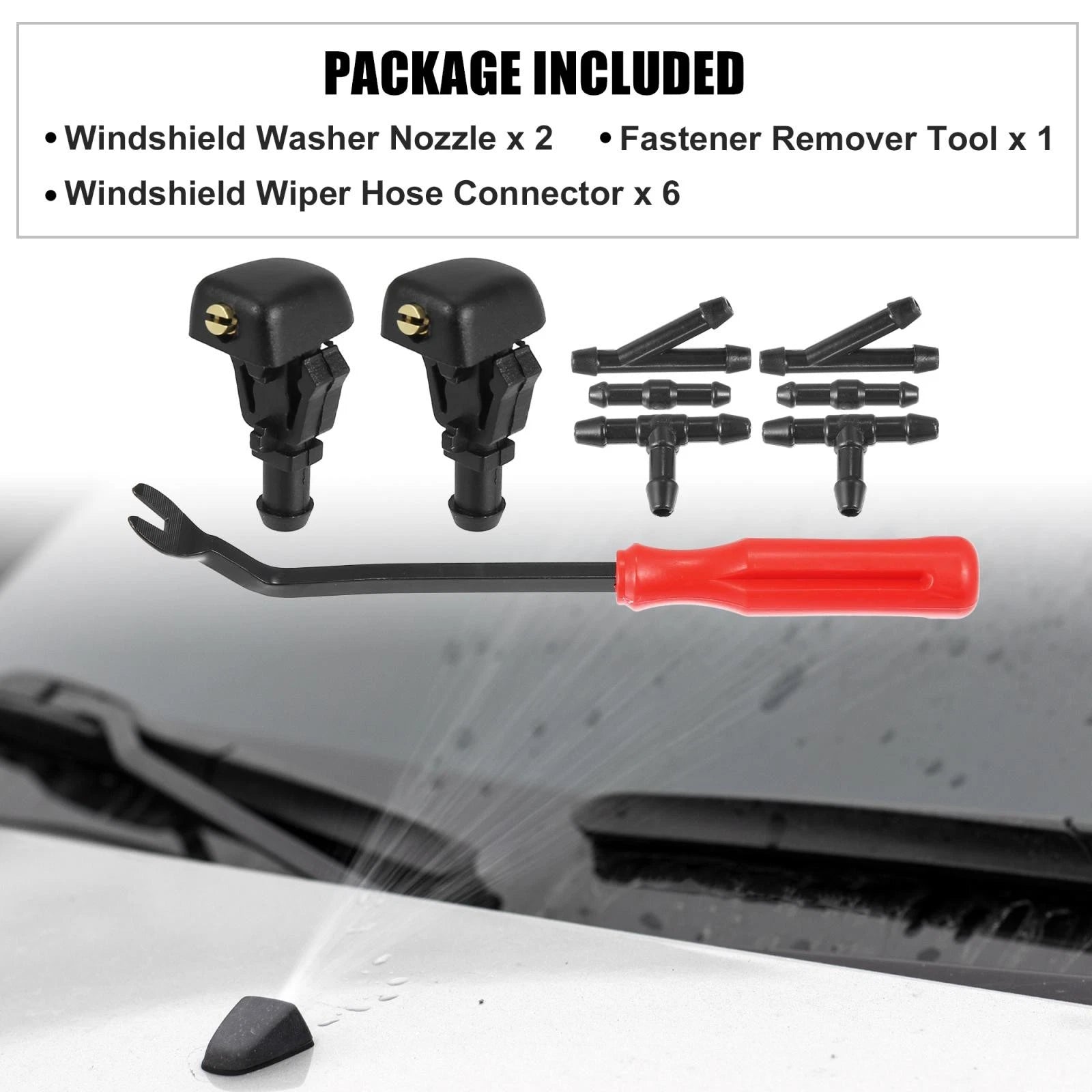 Front Windshield Washer Nozzle Kit 9pc Replacement for Ford F-150 (2004–2014)