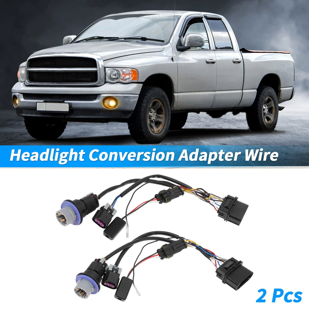 2pc Projector Headlight Converter Adapter Wire for Ram 1500 2500 3500 (2013–2018)