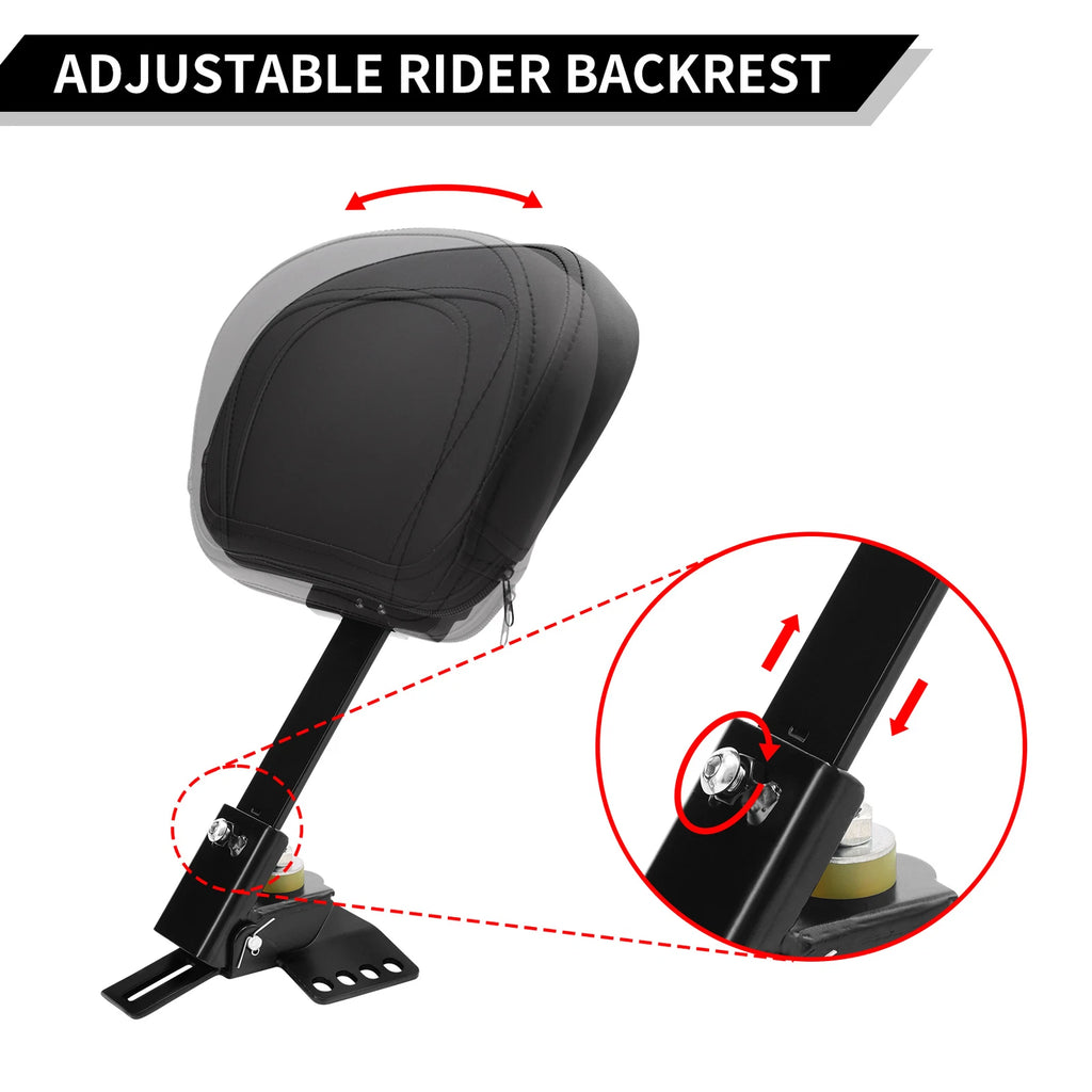Adjustable Driver Backrest for Harley Touring (1997–2023) One-Piece Slotted