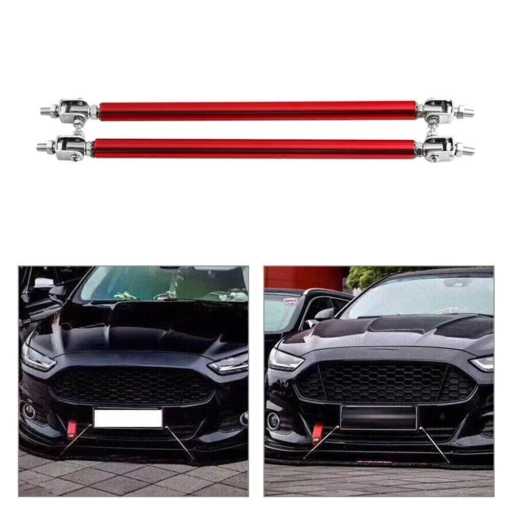 Adjustable Front Bumper Lip Splitter Strut Rod Tie Bar Universal Red