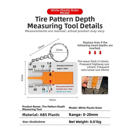 Tyre Tread Depth Gauge 0-20mm with Dual Color Scale, Portable