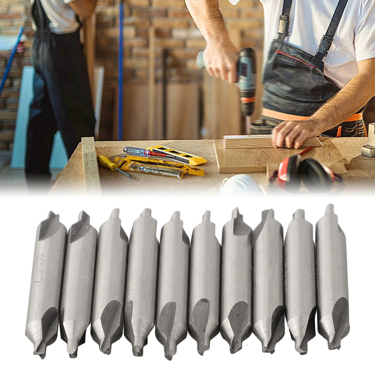 2mm Combined Drill Bits 60 Degree Countersinks - Silver Color, 5mm Diameter