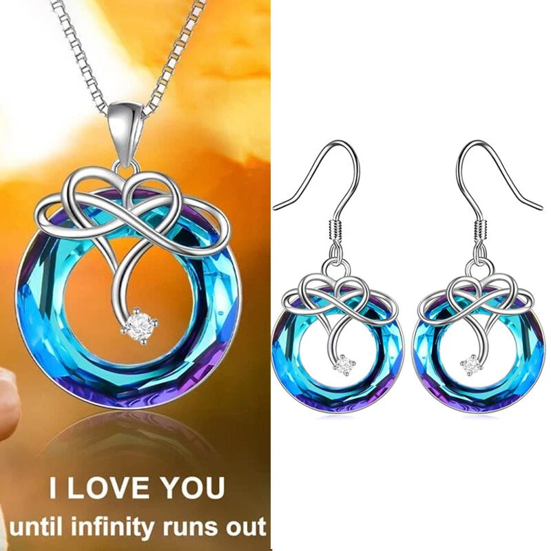 Crystal Infinity Necklace and Earrings Set