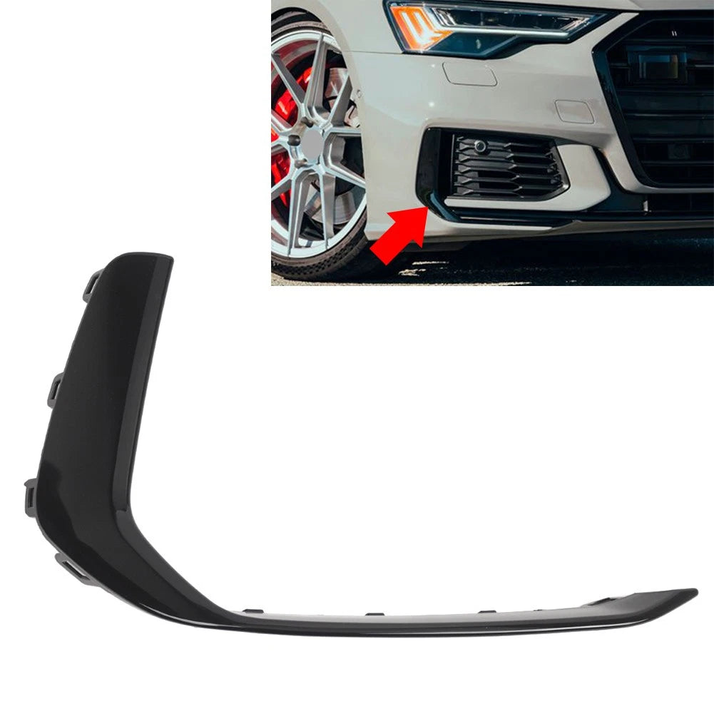 Front Bumper Side Molding Trim Glossy Black for Audi A6 C8 S6 (2019–2024)