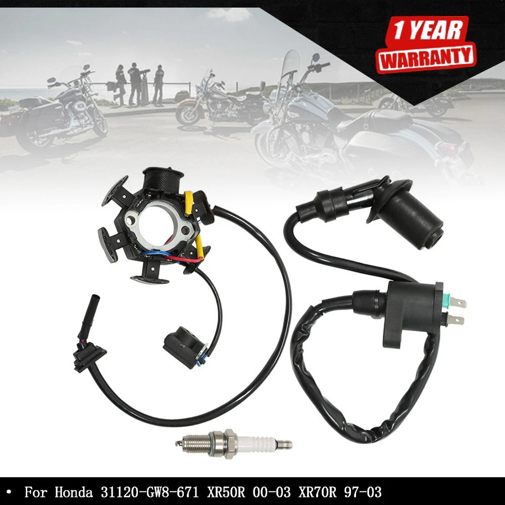 Stator Ignition Coil Spark Plug for Honda XR50R XR70R (2000–2003) 31120-GW8-671