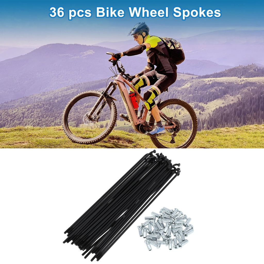 Bicycle Spokes Nipple Set 12G 160mm Carbon Steel Black Universal