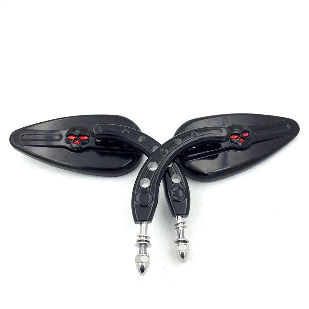 Black Skull Side Mirrors for Harley Classic Deluxe Breakout Night Road (2014–2023)