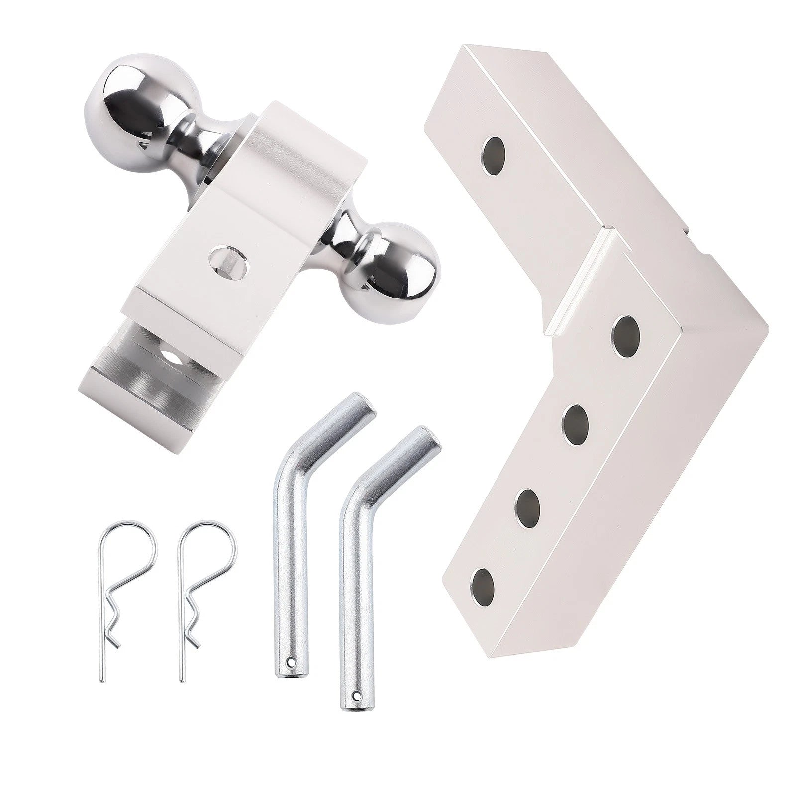 2" Adjustable Trailer Tow Hook Receiver Dual Ball 6" Drop Aluminum