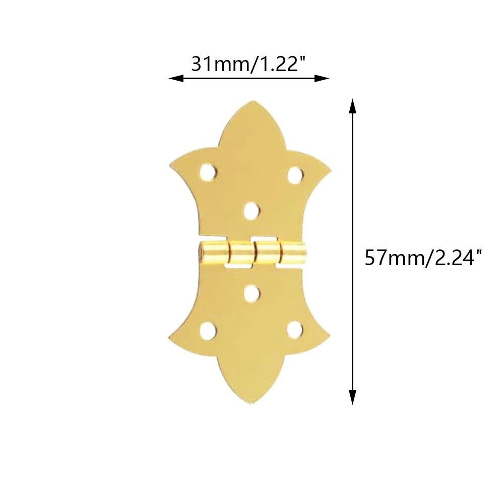 6X Gold Furniture Hinges for Wooden Box Cabinet (57mm x 31mm)