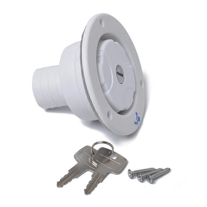 White Locking Gravity Water Inlet Fill Dish Hatch Lock for RV Camper Trailer Car