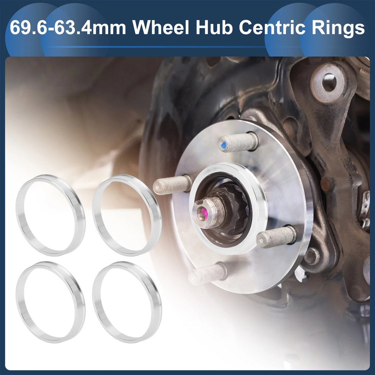 Set of 4 Wheel Hub Centric Rings for Car (OD 69.6mm ID 63.4mm)