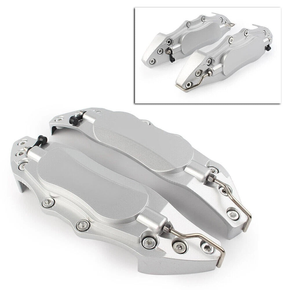 2X Front Rear Disc Brake Caliper Covers for Universal Fit 18" Wheel Silver