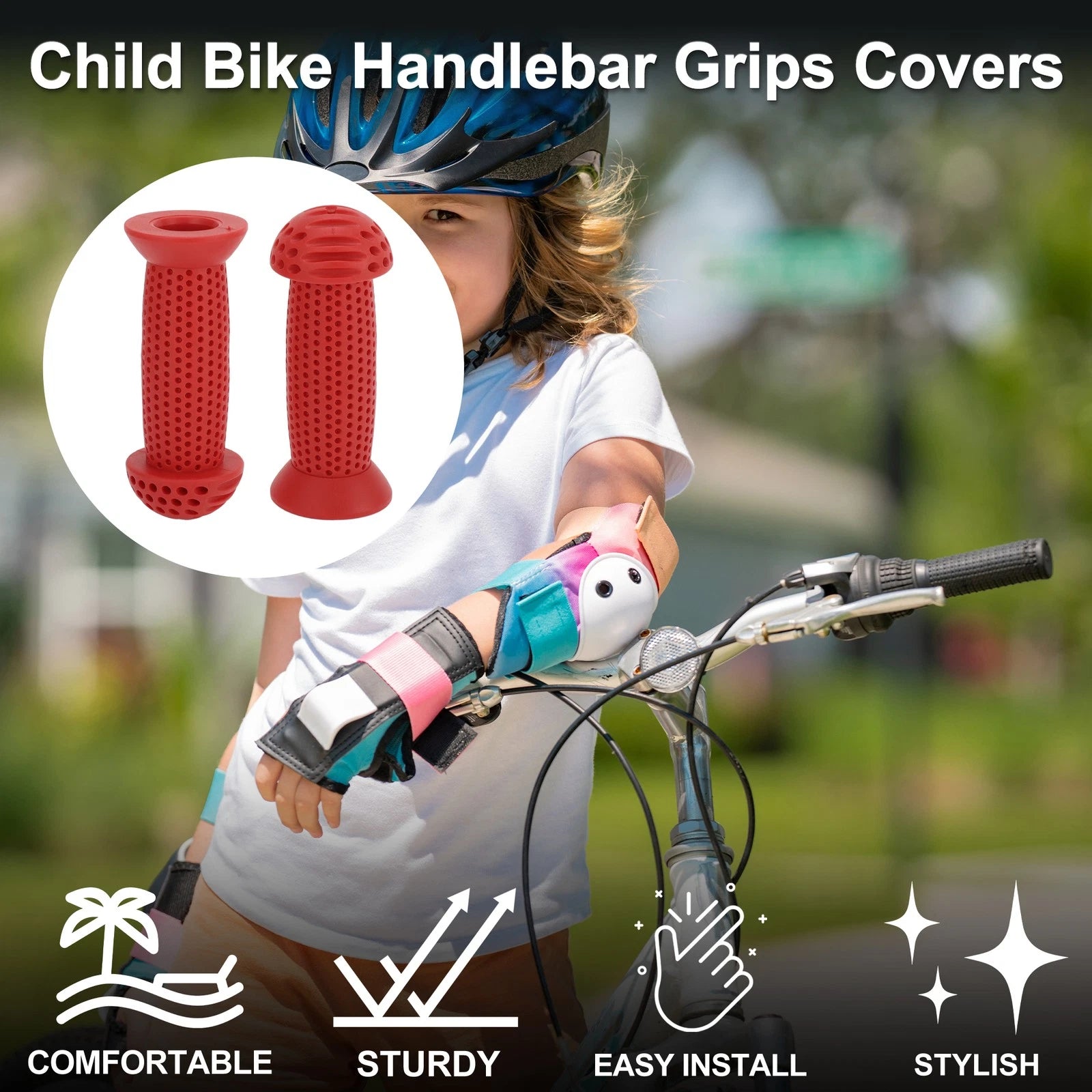 Handlebar Grip Covers 100mm Soft Boy MTB End Grips Protector for Boy Bike