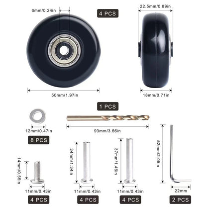 50mm Luggage Wheel Replacement Kit with Precision Bearings and Casters