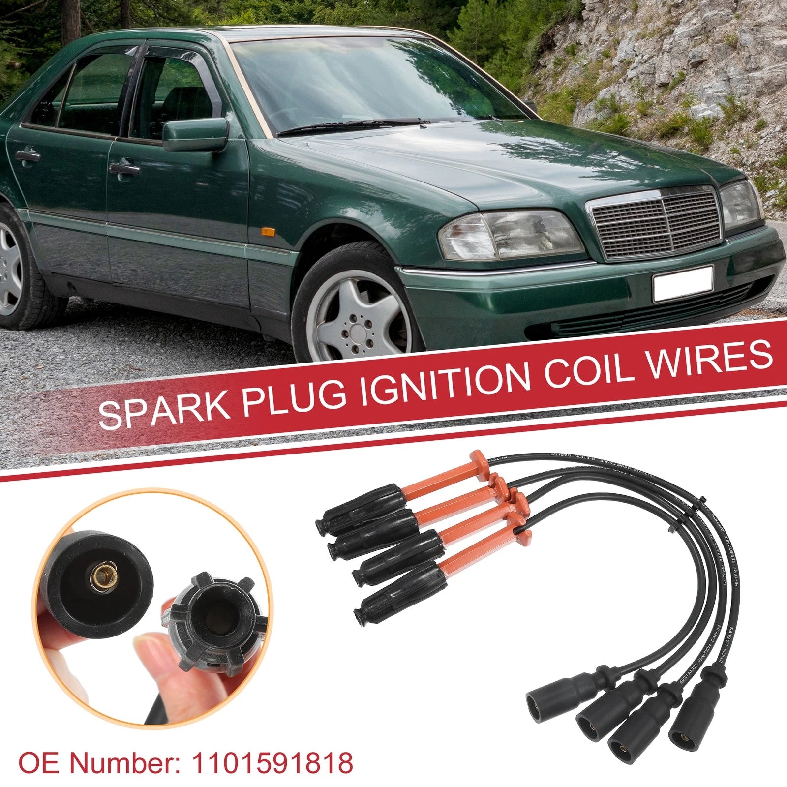 4pcs Spark Plug Wire Ignition Coil Cable for Mercedes-Benz C220 (2010–2015)