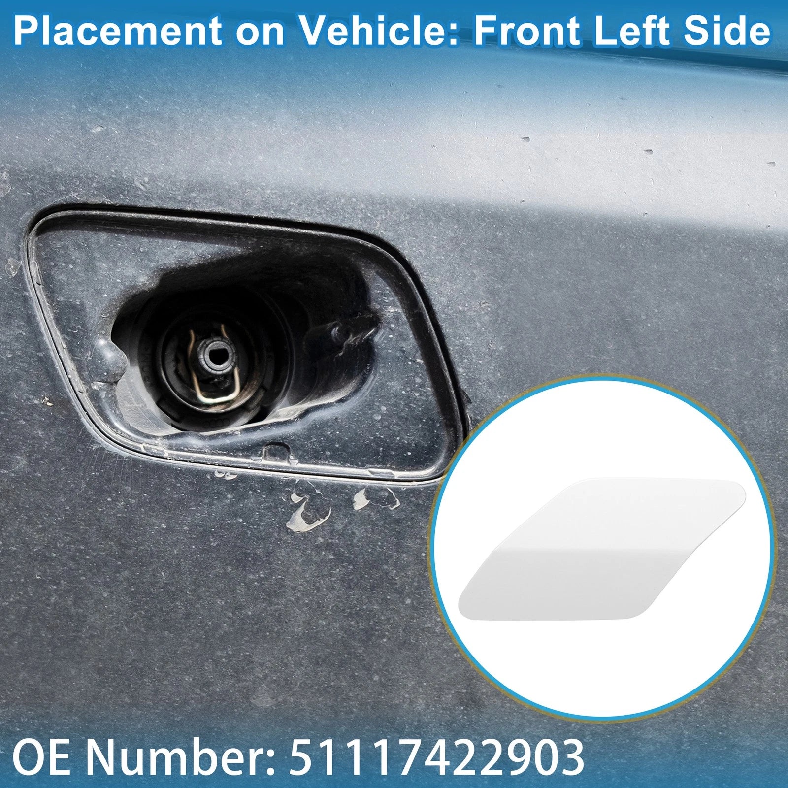 Washer Nozzle Cover Cap Front Left Replacement for BMW X6 (2015–2019)