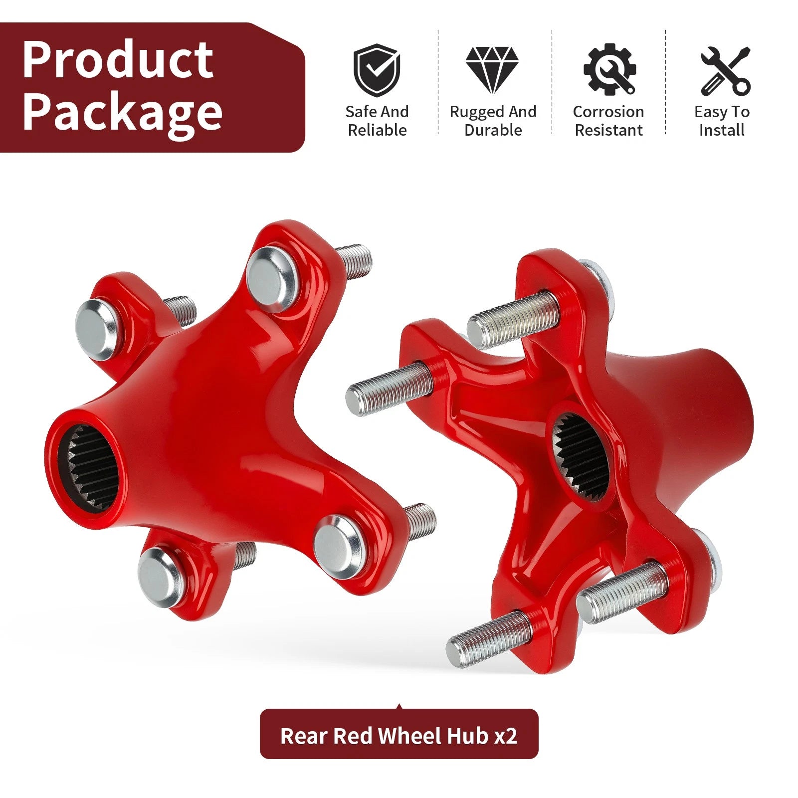 2 Rear Red Wheel Hubs for Honda FourTrax 250 TRX250X 1987–1992 42410-HN6-A20